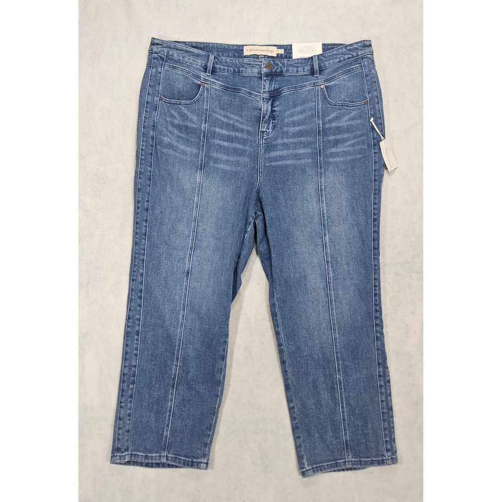 Soft Surroundings Jeans 24 W NEW‎ Ultimate Slimming High Rise Straight Leg Crop